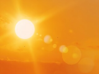 Orange Sunset Sky With Sun Flare