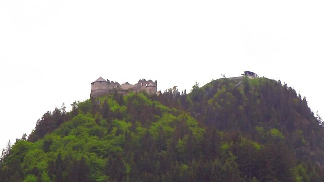 Ehrenberg Castle and Highline on a hill in Tyrol Austria.