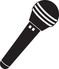 microphone silhouette, black and white silhouette, vector and illustration