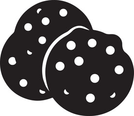 chocolate chip cookie silhouette, black and white silhouette, vector and illustration