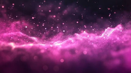 Dark pink and purple glowing dust particle background with soft light effect and floating glittering abstract elements for magical fantasy-themed designs and elegant digital wallpapers
