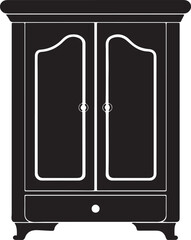 armoire silhouette, black and white silhouette, vector and illustration