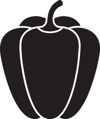 bell pepper silhouette, black and white silhouette, vector and illustration