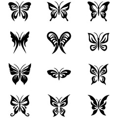 Graceful and stylish butterfly illustrations for elegant wedding vector art