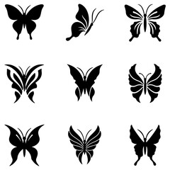 Abstract geometric butterfly silhouettes offering unique isolated vector shapes