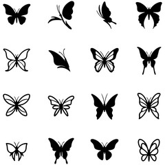 Simplistic butterfly forms for minimalist and modern artistic compositions