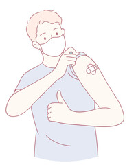 This illustration depicts a person receiving a vaccination, emphasizing the importance of health and safety protocols