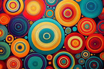 Hypnotic Retro Abstract Circles Vortex Background