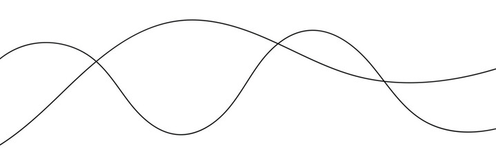 Curved single line. Wavy, zig-zag, criss-cross lines, stripes vector. Seamless pattern of continuous wavy lines. 