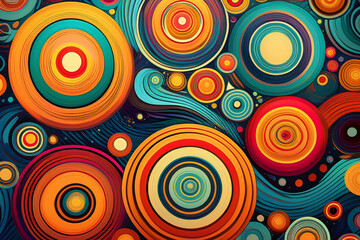 Hypnotic Retro Abstract Circles Vortex Background