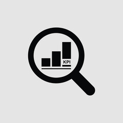 Magnifying glass icon showing kpi growth chart for business analysis