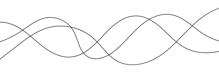 Technology abstract lines on white background. Seamless pattern of continuous wavy lines. Thin line wavy abstract background. Curve wave seamless pattern. Vector illustration. 