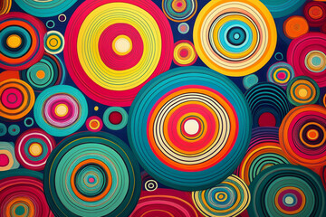 Classic 70s groovy psychedelic circles seamless pattern