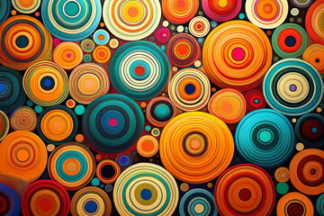 Textured retro abstract circles seamless pattern