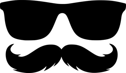 Black Silhouette Vector of Sunglasses and Mustache design