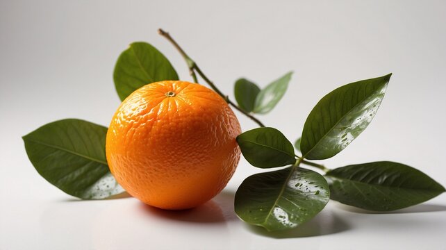 Juicy Orange Fruit with Lush Green Leaves A Vibrant Still Life Photography