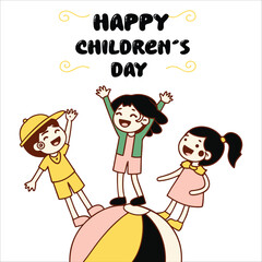 A poster for Happy Children's Day featuring a joyful celebration of the day with children.
