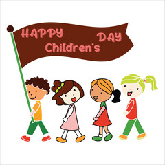A poster for Happy Children's Day featuring a joyful celebration of the day with children.
