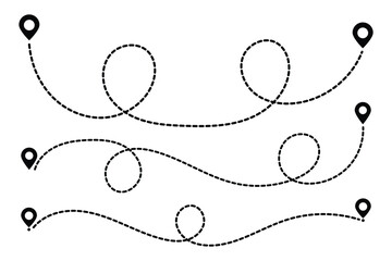 Road map icon. Route location icon two pin sign and dotted line. transportation route chart. Vector illustrator