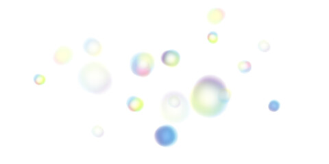 Multicolor Shiny Bubbles with Transparent Effect and Rainbow Tint for Airy, Dreamy, or Playful Visual Design
