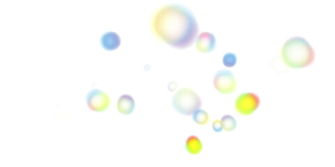 Multicolor Shiny Bubbles with Transparent Effect and Rainbow Tint for Airy, Dreamy, or Playful Visual Design
