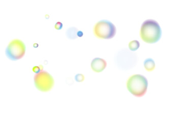 Multicolor Shiny Bubbles with Transparent Effect and Rainbow Tint for Airy, Dreamy, or Playful Visual Design

