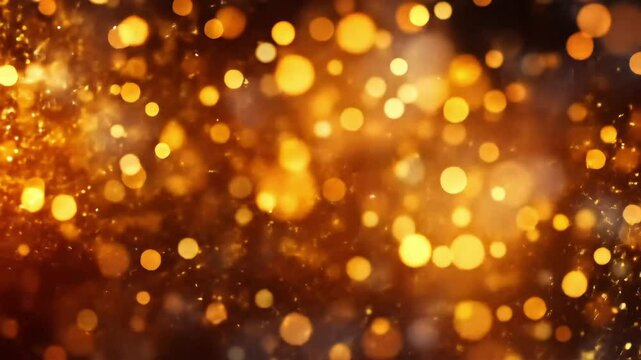 A sparkling background of glowing golden bokeh lights gives a festive and celebratory effect.