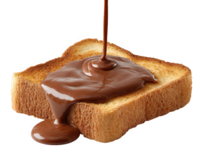 Delicious toasted bread topped with rich, flowing chocolate sauce creates tempting treat. warm, crispy texture of toast complements smooth, sweet chocolate, making it irresistible snack