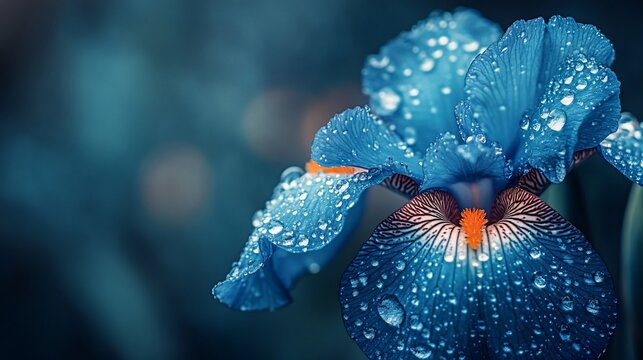 Close-up of a vibrant blue iris with water droplets (2)