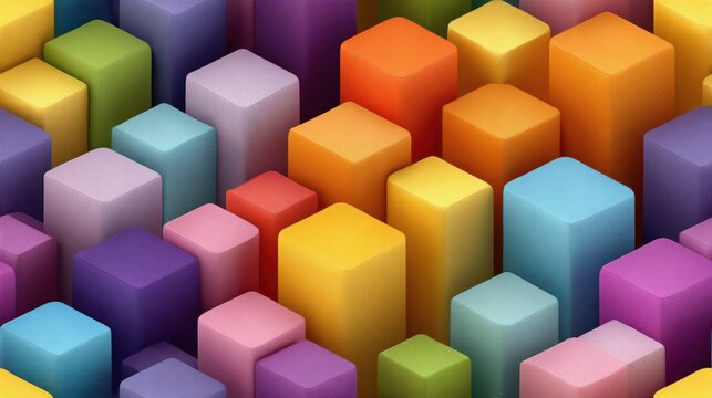 Colorful Cubes in a Vibrant Arrangement for Abstract Background or Design Use, seamless pattern design