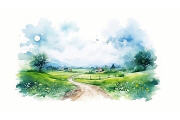 Landscape grassland outdoors painting.