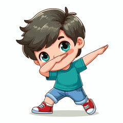 Cute cool boy dabbing pose cartoon vector