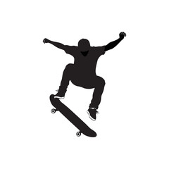 vector silhouette of a child skateboarding