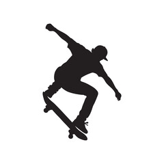 vector silhouette of a child skateboarding