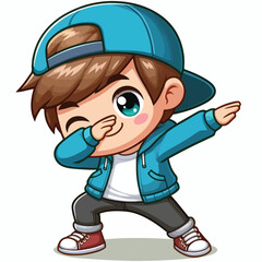 Cute cool boy dabbing pose cartoon vector