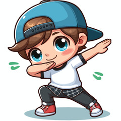 Cute cool boy dabbing pose cartoon vector