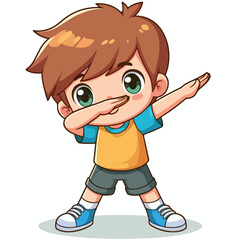 Cute cool boy dabbing pose cartoon vector