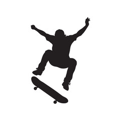 vector silhouette of a child skateboarding
