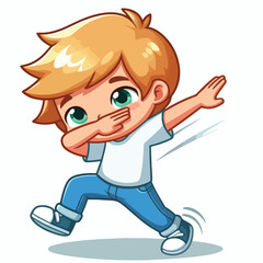 Cute cool boy dabbing pose cartoon vector
