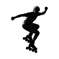vector silhouette of a roller skater athlete in action