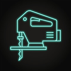 Jigsaw tool neon line icon