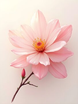 Blossom with feather like petals and light stroke texture illustration art