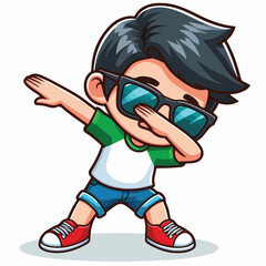 Cute cool boy dabbing pose cartoon vector