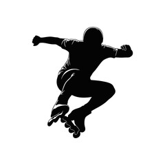 vector silhouette of a roller skater athlete in action