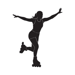 vector silhouette of a roller skater athlete in action