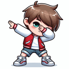 Cute cool boy dabbing pose cartoon vector