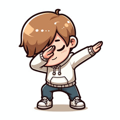 Cute cool boy dabbing pose cartoon vector