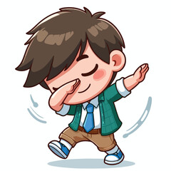 Obraz premium Cute cool boy dabbing pose cartoon vector