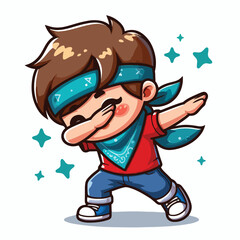 Cute cool boy dabbing pose cartoon vector