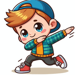 Cute cool boy dabbing pose cartoon vector